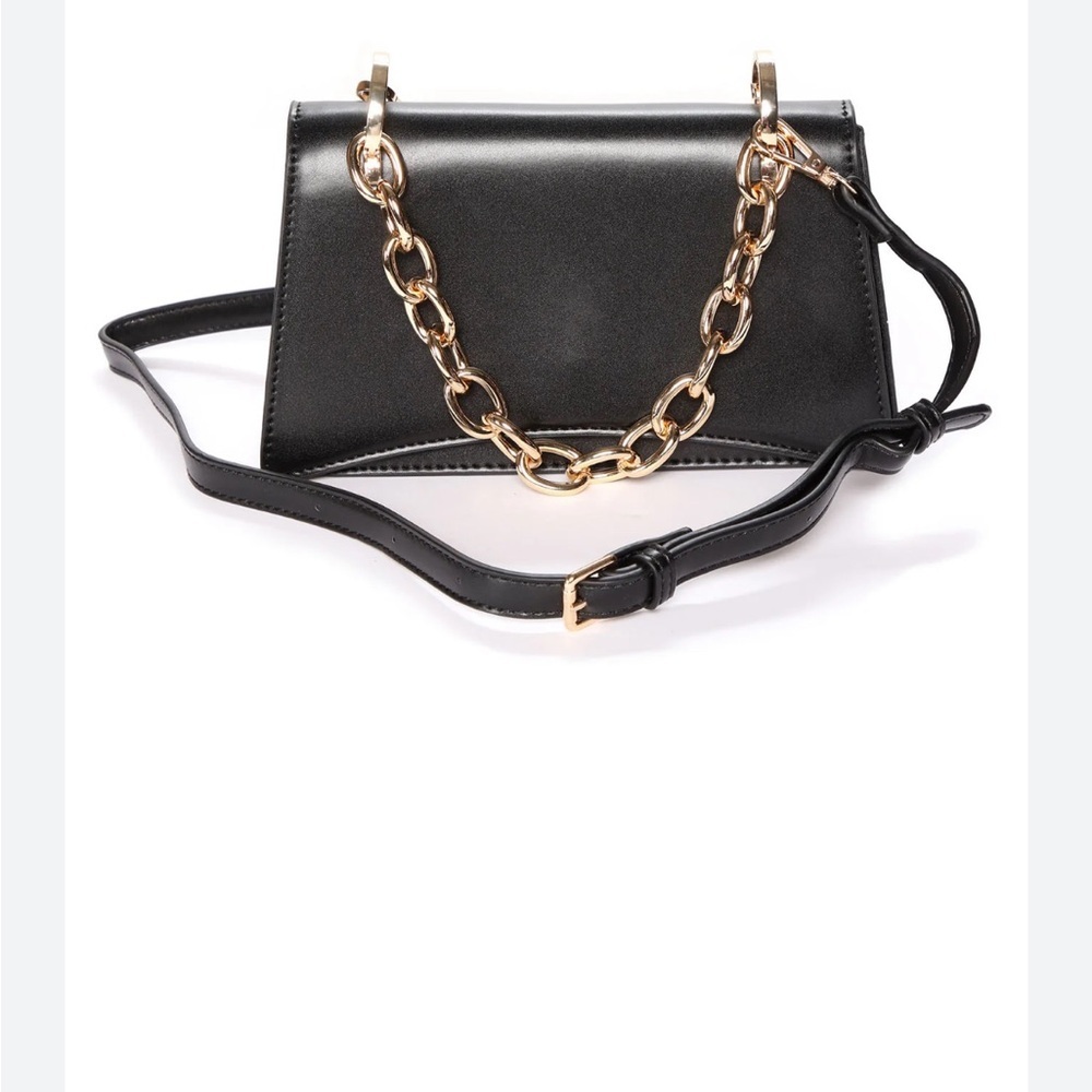 Urban Expressions Black Crossbody Bag with Gold Chain